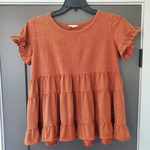 Short ruffle sleeve blouse, summer staple!